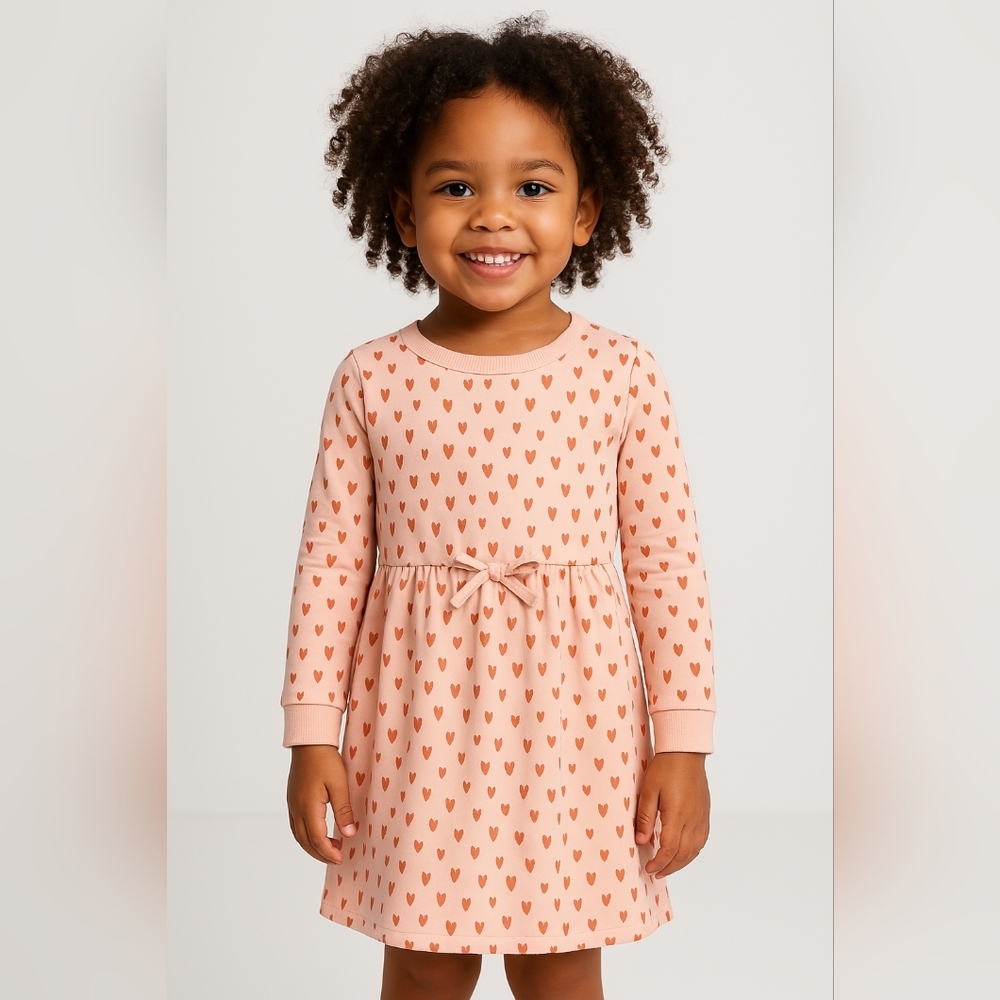 Toddler Girls' Heart French Terry Long Sleeve Dress - Cat & Jack 4T